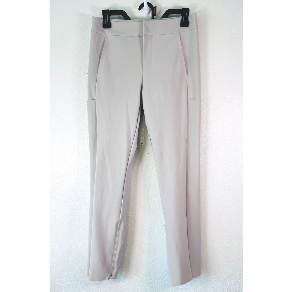 Athleta Stellar Trouser Minimalist Chic Light Gray Ankle Zip Stretch Pants SZ 6
